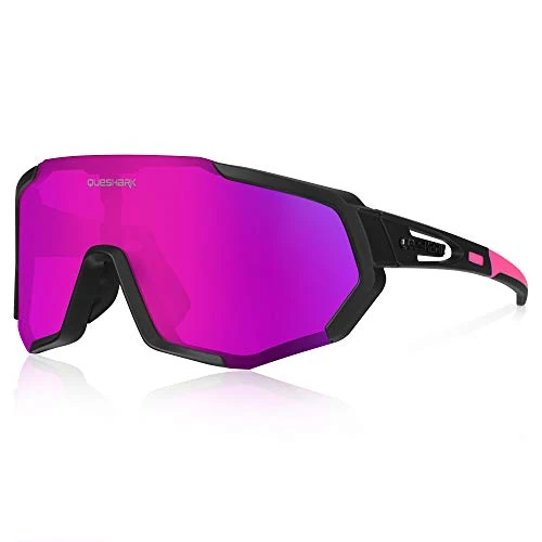 Limitiertes Angebot: Queshark Schnelle Brille Herren, Fahrradbrille Damen, Polarisiert Fahrradbrille mit 3 Wechselgläsern | 29g TR90 Super Leicht | UV400 Schutz, für MTB, Rennrad, Radfahren, Laufen, Autofahren, E-Bike von 32.99 EUR auf 32.99 EUR (Spare 0%)