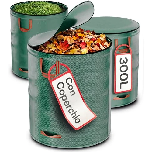 Offerta a tempo: Praknu 3 Sacchi Giardinaggio 300 L con Coperchio – Sacco Foglie ed Erba - 0.00% da 32.99 € a 32.99 €