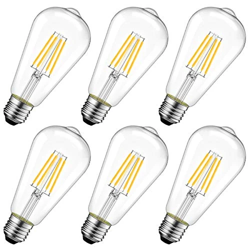 Limited offer: LVWIT E27 LED Filament Bulb, 6 Pack, 1055Lm Bright Retro Decor, 8W Replace 75W, ST64 2700K Warm White, Non-dimmable from 25.99 EUR to 21.84 EUR (save 16%)