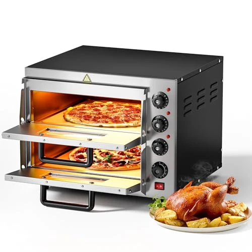 Offerta a tempo: Wiltec Forno pizza elettrico a 2 livelli, con pietra refrattaria in cordierite, 3000W, 350°C Fornetto pizza - 0.00% da 290.99 € a 290.99 €