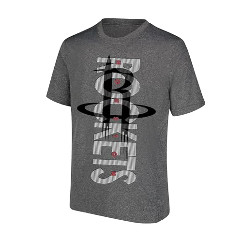 Ultra Game NBA Official Men’s Upright Logo Short Sleeve T- Shirt - Unisex, Houston Rockets, Heather Charcoal, Small