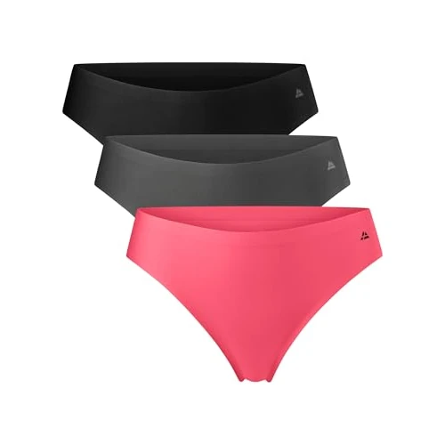 DANISH ENDURANCE Damen Tanga Seamless 3 Pack (Mehrfarbig (1 x Schwarz, 1 x Grau, 1 x Pink), Medium)