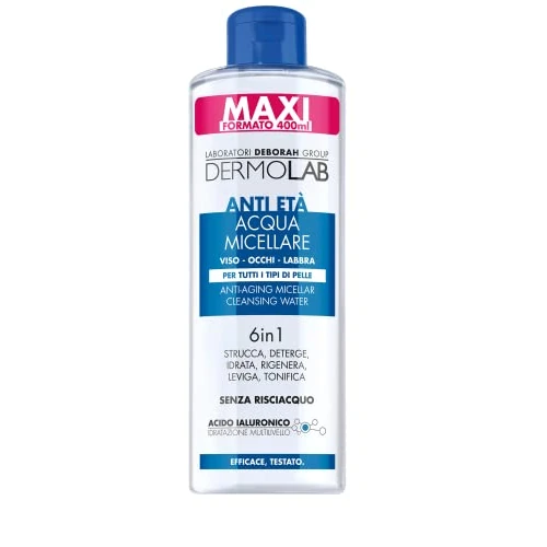 DERMOLAB Kit anti-âge : eau micellaire, lait nettoyant micellaire, tonifiant revitalisant, pochette