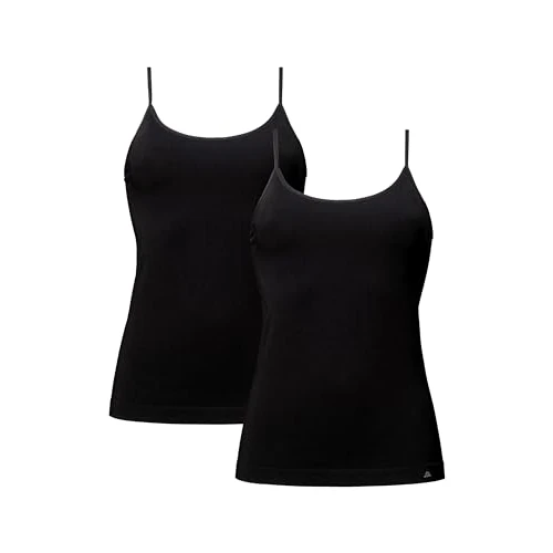 DANISH ENDURANCE Pack de 2 Camisetas Sin Mangas de Bambù, Camiseta de Tirante, Ropa Interior Mujer, Negro, Medium/Large