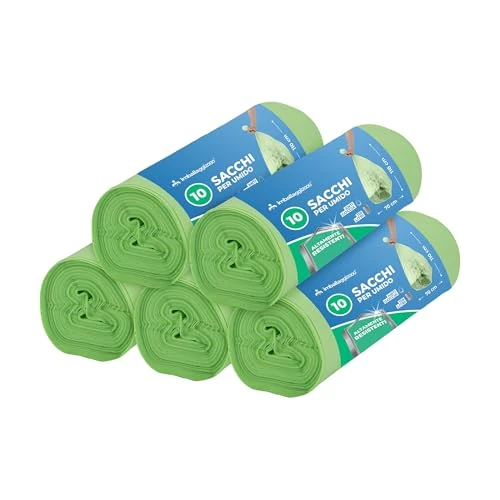 Offerta a tempo: IMBALLAGGI 2000 - Sacchetti Spazzatura Organico 70x110 (110L), 5 Rotoli x 10 Sacchi Spazzatura Raccolta Differenziata Interno e Esterno, Tot 50 Sacchetti Umido Resistenti Biodegradabili Compostabili - 0.00% da 20.79 € a 20.79 €