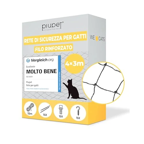 Tijdelijke aanbieding: PiuPet® Kattennet - 4x3m - Draadversterkt Balkonnet voor Katten - Zwart van 36.98 € naar 36.98 € (0.00% korting)
