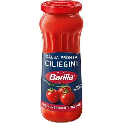 Offerta a tempo: Barilla Salsa Pronta Ciliegini con Pomodori Ciliegini 100% Italiani, Senza Conservanti e Zuccheri Aggiunti, 300 g - 40% da 2.33 € a 1.39 €