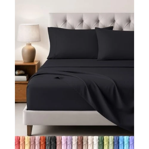 Offerta a tempo: Utopia Bedding Set Lenzuola Letto 4 Pezzi, 150x200cm, Nero - 5% da 18.94 € a 17.99 €