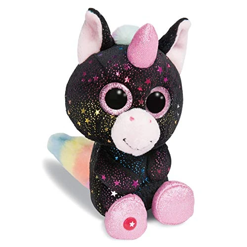 Nici 46316 Galaxy Cuddy Zacht speelgoed Glubschis Eenhoorn Vita-Mi 15cm, Zwart/Veelkleurige Stippen