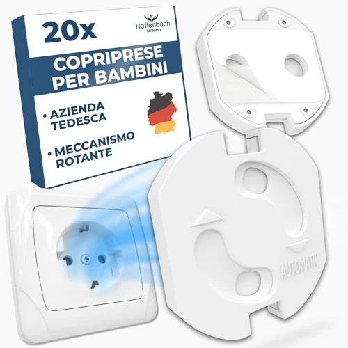 Offerta a tempo: Hoffenbach Set di 20 prese elettriche con meccanismo rotante - Protezione per neonati e bambini - Copripresa di sicurezza per evitare incidenti e scosse elettriche - Presa elettrica - Bianco - 0.00% da 8.49 € a 8.49 €