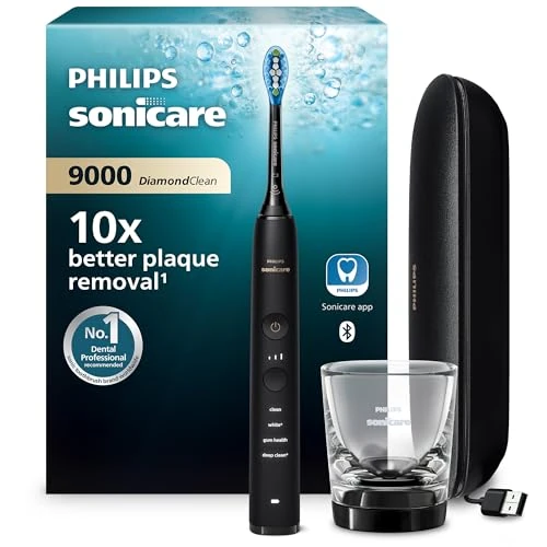 Limitiertes Angebot: Philips Sonicare DiamondClean 9000 elektrische Zahnbürste, Schallzahnbürste mit App, Drucksensor, 4 Putzmodi, 3 Intensitätsstufen, Ladeglas und USB-Reiseetui, Schwarz, Modell HX9911/09 von 219.99 EUR auf 127.89 EUR (Spare 42%)