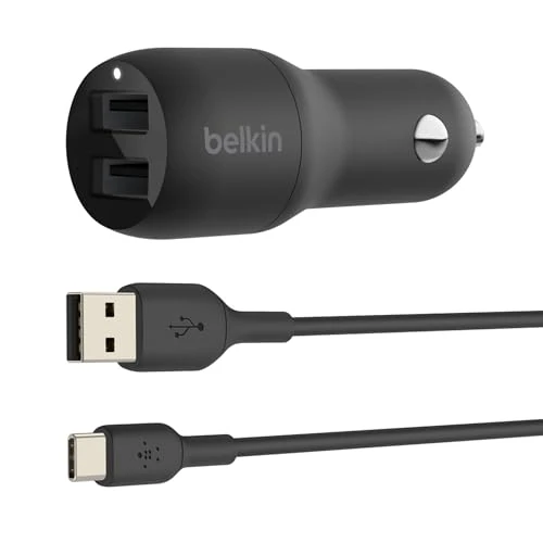 Offerta a tempo: Belkin Doppio caricabatteria da auto USB-A da 24 W + cavo da USB-A a USB-C® BOOST↑CHARGE™ - 44% da 24.99 € a 13.99 €