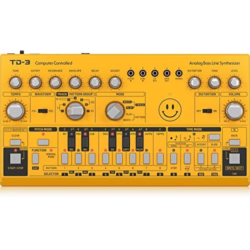 Behringer TD-3-AM Analoger Bass-Line-Synthesizer mit VCO, VCF, 16-stufigem Sequenzer, Verzerrungseffekten und 16-stimmiger Polykette