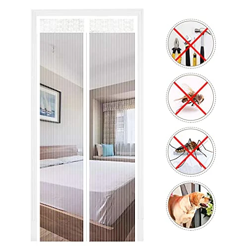 Offerta a tempo: EXTSUD Zanzariera Magnetica per Porte 110x220cm Chiusura Automatica Tendina Anti Zanzare Mosche Insetti Tenda per Porte Finestre Balcone Soggiorno Mantiene Stanza Traspirante Senza Zanzare, Bianco - 0.00% da 20.99 € a 20.99 €