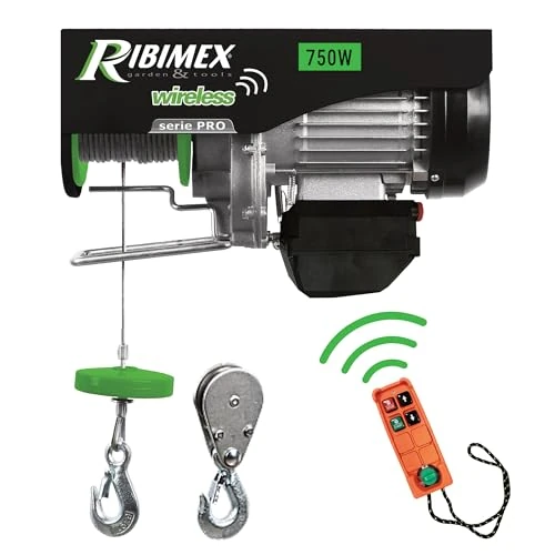 Offerta a tempo: Ribimex Paranco Elettrico Telecomandato da 200/400 Kg con Puleggia e Fune in Acciaio Intrecciato di 18 m, Motore Monofase e Comando Wireless - PE200/400T - 17% da 189.00 € a 156.63 €