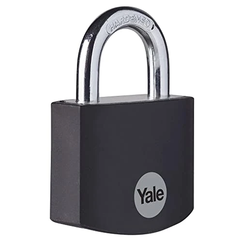 Yale - YE3B/38/119/1/BK Standard Security 38mm Aluminium Padlock - Black - Open Hardened Steel Shackle - 3 Keys