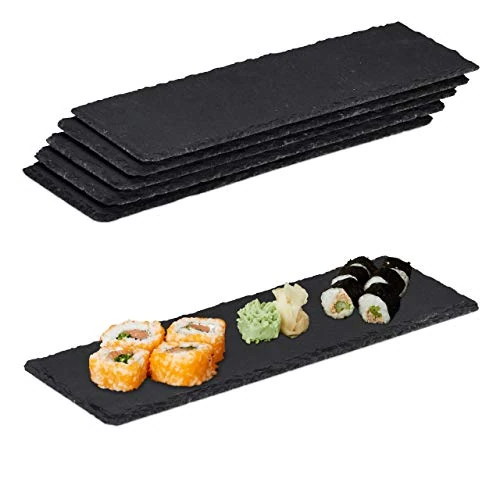 Oferta limitada: Relaxdays Salvamanteles de pizarra, Platos para servir sushi, Bandejas de servir, 30x10 cm, 6 Uds., Antracita de 29.99 € a 29.99 € (ahorro 0.00%)