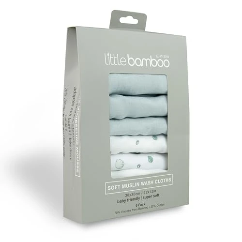 Offre limitée : Little Bamboo Lot de 6 chiffons de toilette en mousseline de bambou Gris de 22.92 € à 22.92 € (0.00% de remise)
