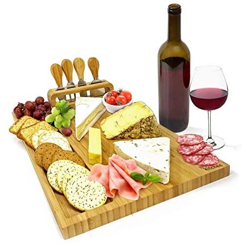 Oferta ograniczona: Joeji's Kitchen deska do sera - eleganckie drewno bambusowe - zestaw noży i widelców, taca do wędlin, prezent na Boże Narodzenie, prezenty urodzinowe z 110.98 EUR na 110.98 EUR (znizka 0%)