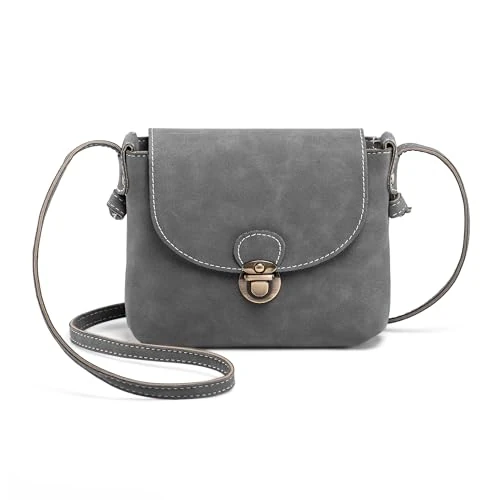Tijdelijke aanbieding: Kleine crossbodytas voor dames met anti-diefstalvergrendeling PU-leer Vintage dames handtassen Crossbody-telefoontas Reistas kleine zijtas (Grijs) van 18.80 € naar 18.80 € (0.00% korting)
