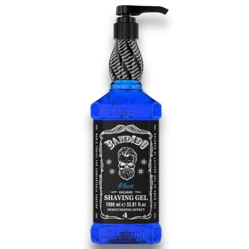 Bandido - Gel de afeitar para hombre, color rojo y azul, 1000 ml, gel de afeitar transparente para hombres, afeitado preciso y sin espuma, para el contorno de la barba con cualquier hoja de afeitar,