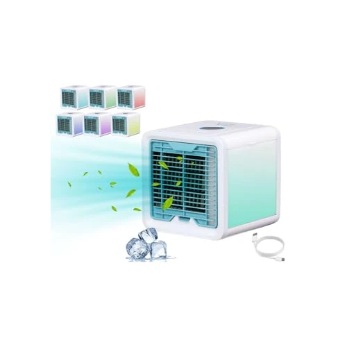 Offerta a tempo: Beper P206RAF200 Mini Raffrescatore Da Tavolo, Umidificatore, Climatizzatore Personale Portatile, Cavo USB, 3 Velocità, 7 Luci Led Cromoterapia, Mini Air Cooler - 20% da 24.90 € a 19.90 €