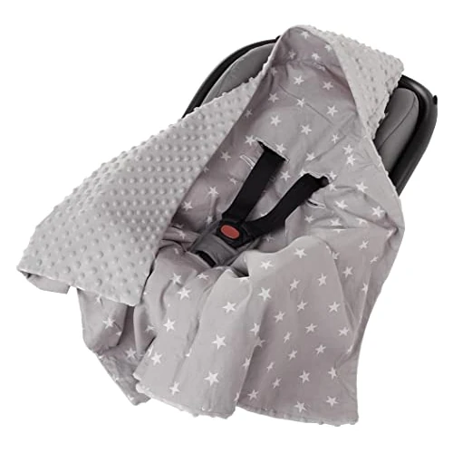 Limited-time offer: Medi Partners Swaddling Blanket 100% Cotton 85x85cm Double-Sided Multifunctional Plush Blanket With a hood for Pushchairs Soft Fluffy (White stars grey Minky) from 23.99 GBP to 23.99 GBP (save 0%)