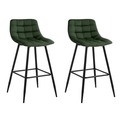 Oferta limitada: WOLTU Taburete de Bar Juego de 2 con Respaldo, Terciopelo, Verde Oscuro de 119.99 € a 109.99 € (ahorro 8%)