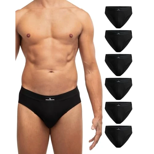 DANISH ENDURANCE 6-pak, Katoenen Slip, Klassiek Ondergoed, Hoge Beenuitsnijding, voor Heren, Zwart, 3XL