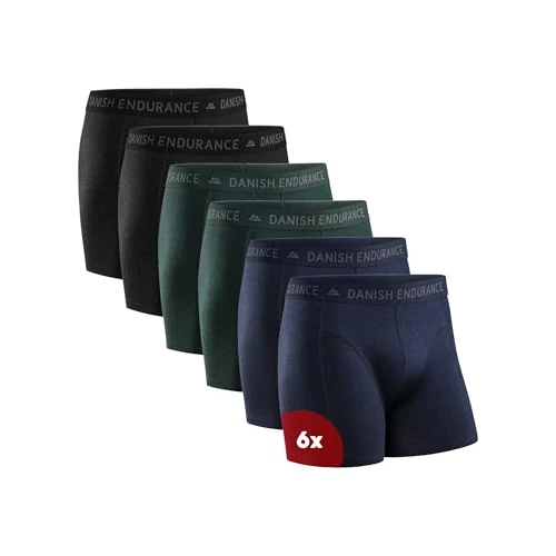 DANISH ENDURANCE Herren Boxershorts, 6 Pack, Retroshorts aus weicher Baumwolle (Mehrfarbig (2X Schwarz, 2X Grün, 2X Blau Melange), Large)