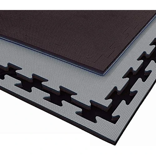 G5 HT SPORT pavimentazione sportiva ad incastro Nero/grigio da fitness a puzzle | 100 * 100 * 2 cm | protezione per pavimenti | materassino per palestra, workout, ginnastica | lavabile e reversibile