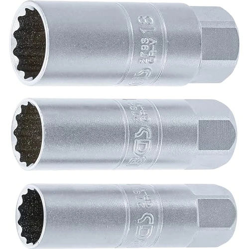 BGS 6858 | Juego de vasos para bujías 12 caras | entrada 10 mm (3/8") | 14 - 16 - 18 mm | 3 piezas