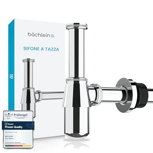Limited-time offer: Bächlein Universal cup siphon for washbasins and washbasins (chrome), odour trap with cleaning opening and installation instructions (English language not guaranteed) - design siphon drain fitting from 21.95 £ to 21.95 £ (save 0.00%)