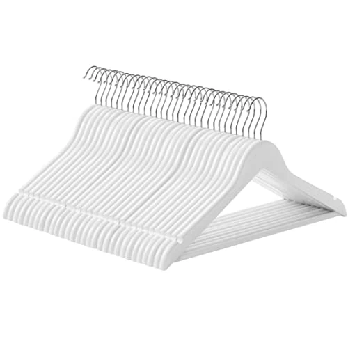 Oferta limitada: SONGMICS Percha de Madera Maciza, Juego de 30, con Ranuras para Hombros, Barra Antideslizante para Pantalones, Gancho Giratorio de 360°, para Trajes, Camisas, Abrigos, Blanco CRW031WT de 38.99 EUR a 30.99 EUR (ahorro 21%)
