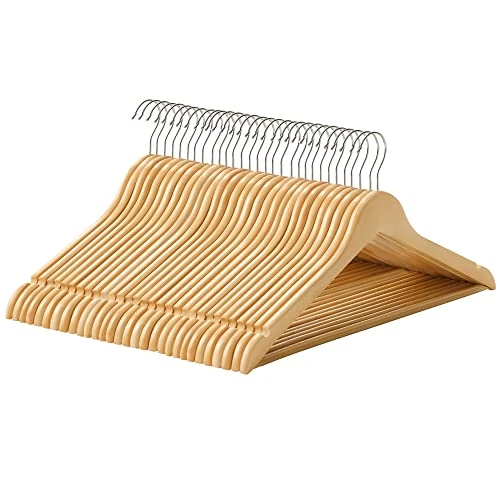 Limited-time offer: SONGMICS Wooden Hangers, Set of 30, Coat Hangers, Clothes Hangers, with Shoulder Notches, Anti-Slip Trousers Bar, 360° Swivel Hook, for Suits, Shirts, Coats, Natural CRW031NL from 25.08 GBP to 25.08 GBP (save 0%)