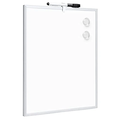 Offerta a tempo: Amazon Basics - Lavagna Bianca Magnetica Cancellabile a Secco, Cornice in Alluminio, Bacheca Magnetica, Montaggio a Parete Adesivo, per Casa, Ufficio, Scuola, 28cm x 36cm - 30% da 10.49 € a 7.30 €