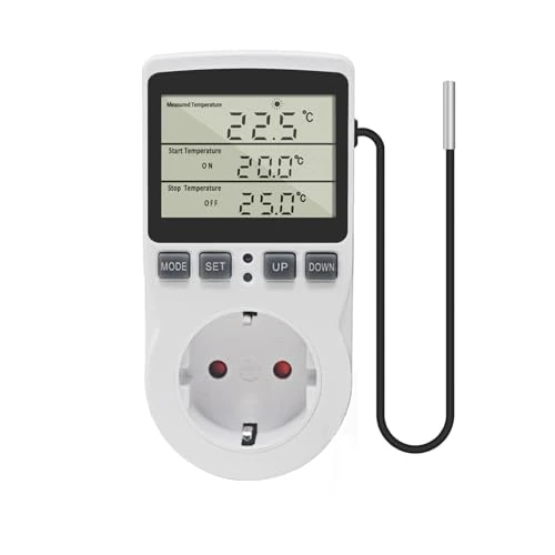 Offerta a tempo: KETOTEK Digitale Presa Termostato Spina Regolatore di Temperatura con Sonda 220V, Presa di Corrente Termoregolatore Raffreddamento Riscaldamento Raffreddamento per Serra Incubatrice - 0.00% da 21.99 € a 21.99 €