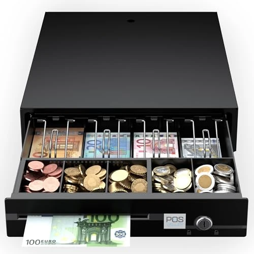 Offerta a tempo: POS VALLEY Cassetto Cassa Piccolo in Ferro Porta Banconote e Monete (Euro) Apertura Automatica POS Stampante RJ e Registratore di Cassa RT, 33x37 cm, Nero - 0.00% da 57.95 € a 57.95 €