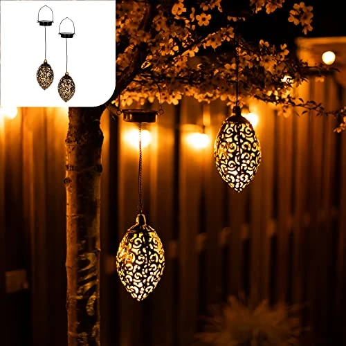 Oferta limitada: Gadgy Linternas Solares para Exterior, Juego de 2 Lámparas Colgantes, Linterna Solar LED para Jardín, Terraza y Balcón, Diseño Marroquí, Decoracion Jardin Exterior de 24.95 EUR a 19.99 EUR (ahorro 20%)