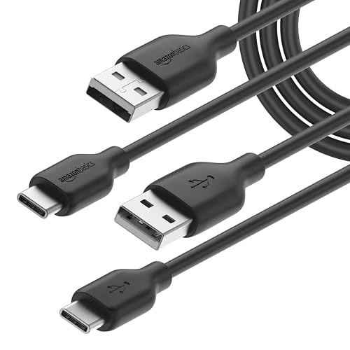 Amazon Basics USB-C-auf-USB-A 2.0 Schnellladekabel, 480 Mbit/s Geschwindigkeit, USB-IF-zertifiziert, für Apple iPhone 16/15, iPad, Samsung Galaxy, Tablets, Laptops, 1.8 m, 2 stück, 1er-Pack, Schwarz