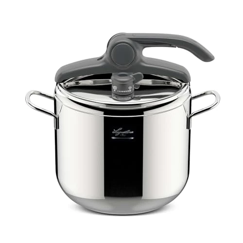 Lagostina Irradial Control Lagoeasy'UP 7 Litre Pressure Cooker Made of 18/10 Stainless Steel, Diameter 22 cm, Pressure Cooker for Induction and Gas, Easy Opening of the Lid, with 3-Layer Irradial Plus