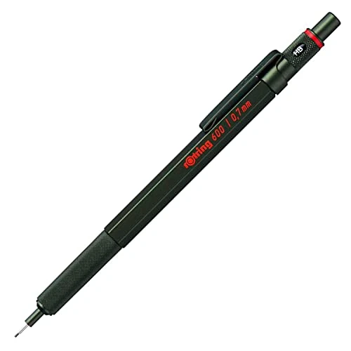 rOtring 600 portamine | 0,7 mm | corpo interamente in metallo verde | impugnatura zigrinata antiscivolo e corpo esagonale