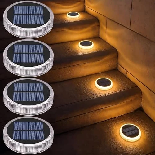 Offre limitée : YiLaie Lampe Solaire Exterieur Jardin Blanc Chaud, 24 LEDs 11cm Lumière de Sol Plate Adhésive, IP68 Étanche Carrossable Eclairage Sans Pic pour Nez de Marche Escalier Trottoir Allee Chemin (4 Packs) de 38.99 € à 38.99 € (0.00% de remise)