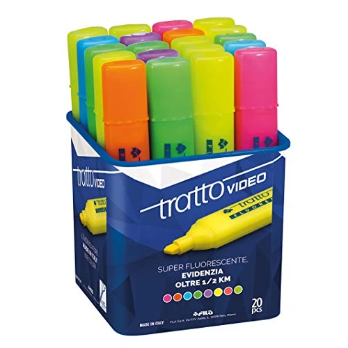 Tratto Video Highlighter Jar of 20 Assorted Colours