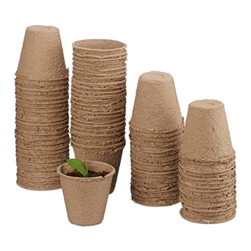 Offerta a tempo: Relaxdays Vasetti Biodegradabili per Piantine, Set da 80, Semenzaio da Torba, Rotondi, in Cellulosa, D: 6 cm, Beige - 36% da 20.99 € a 13.41 €