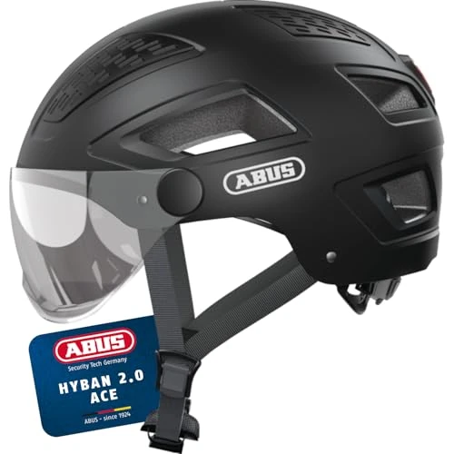 ABUS Casco da città Hyban 2.0 ACE - Casco da bicicletta con visiera, luce e calotta rigida in ABS - per uomo e donna