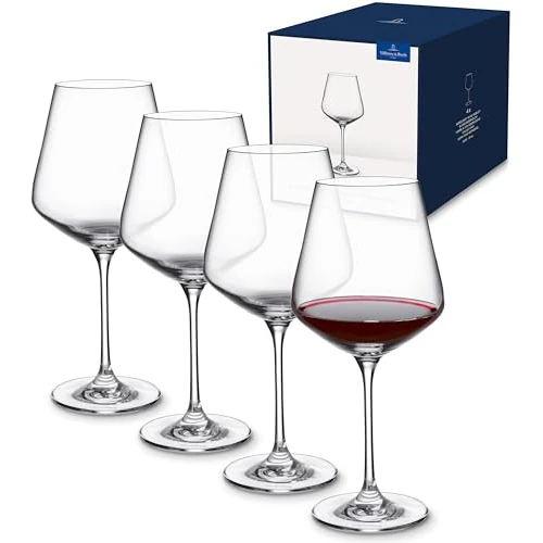 Limited offer: Villeroy & Boch La Divina Burgundy Wine Goblet, Set of 4, Generous 23 oz Capacity, Large Size: 4.25 in Diameter, 9.5 in Tall, Crystal Glass, Dishwasher Safe from 49.99 EUR to 49.99 EUR (save 0%)