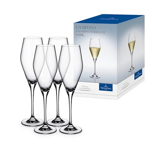 Limited offer: Villeroy & Boch La Divina Collection Champagne Flute, 4 oz Capacity, Set of 4 Crystal Glass, Made in Europe from 49.99 EUR to 49.99 EUR (save 0%)