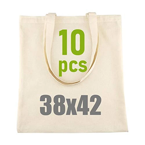 Zeitlich begrenztes Angebot: IDEA HOME Baumwolltasche 38x42cm, 10 Stück | Jutebeutel Groß, Stoffbeutel Unbedruckt, Personalisierung Möglich, Zwei lange Henkel von 18.99 € auf 18.99 € (0.00% Rabatt)