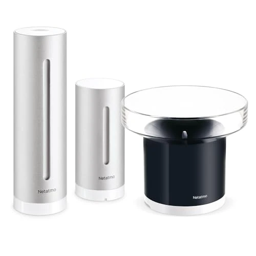Netatmo Station Météo Intelligente Intérieur & Extérieur + Capteur Sans Fil & Pluviomètre | Température, Humidité, Qualité de l'Air, Bruit & Pression Barométrique | NBU-NWS-NRG-EU